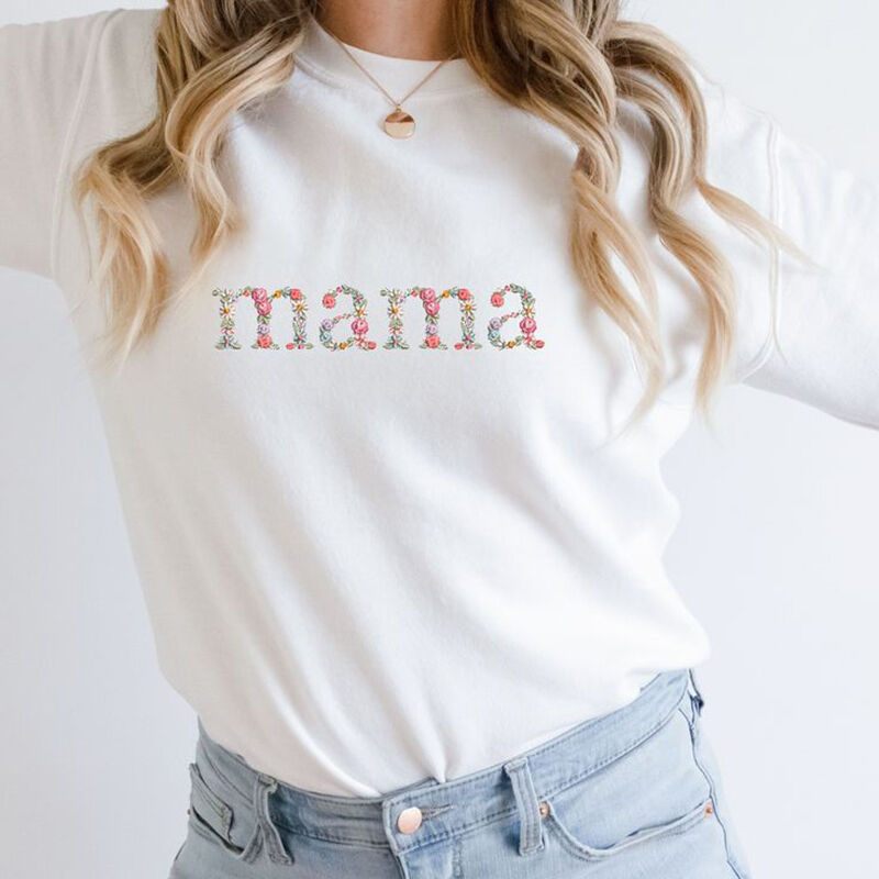 🌸 Everbloom – Besticktes Mama-Sweatshirt mit Blumenmuster für Mama und Oma