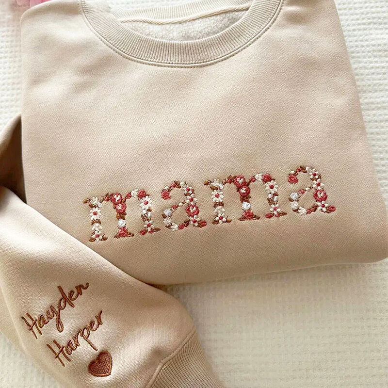 🌸 Everbloom – Besticktes Mama-Sweatshirt mit Blumenmuster für Mama und Oma