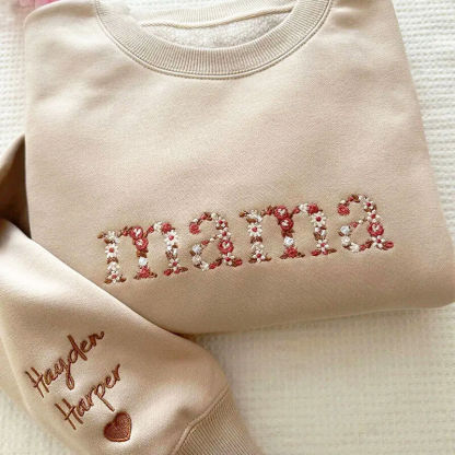 🌸 Everbloom – Besticktes Mama-Sweatshirt mit Blumenmuster für Mama und Oma
