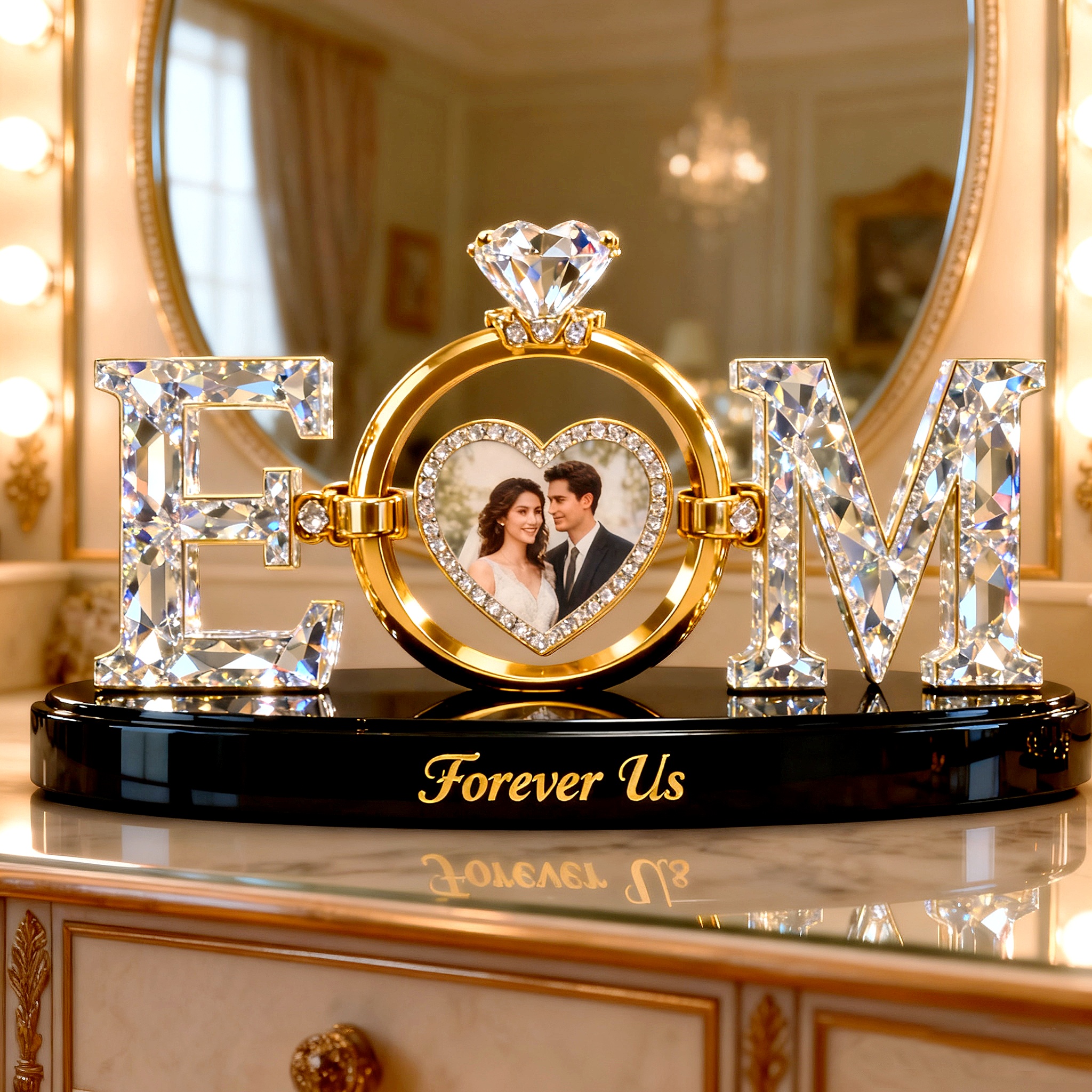 Personal isierte Paar Buchstaben ringe mit Fotos