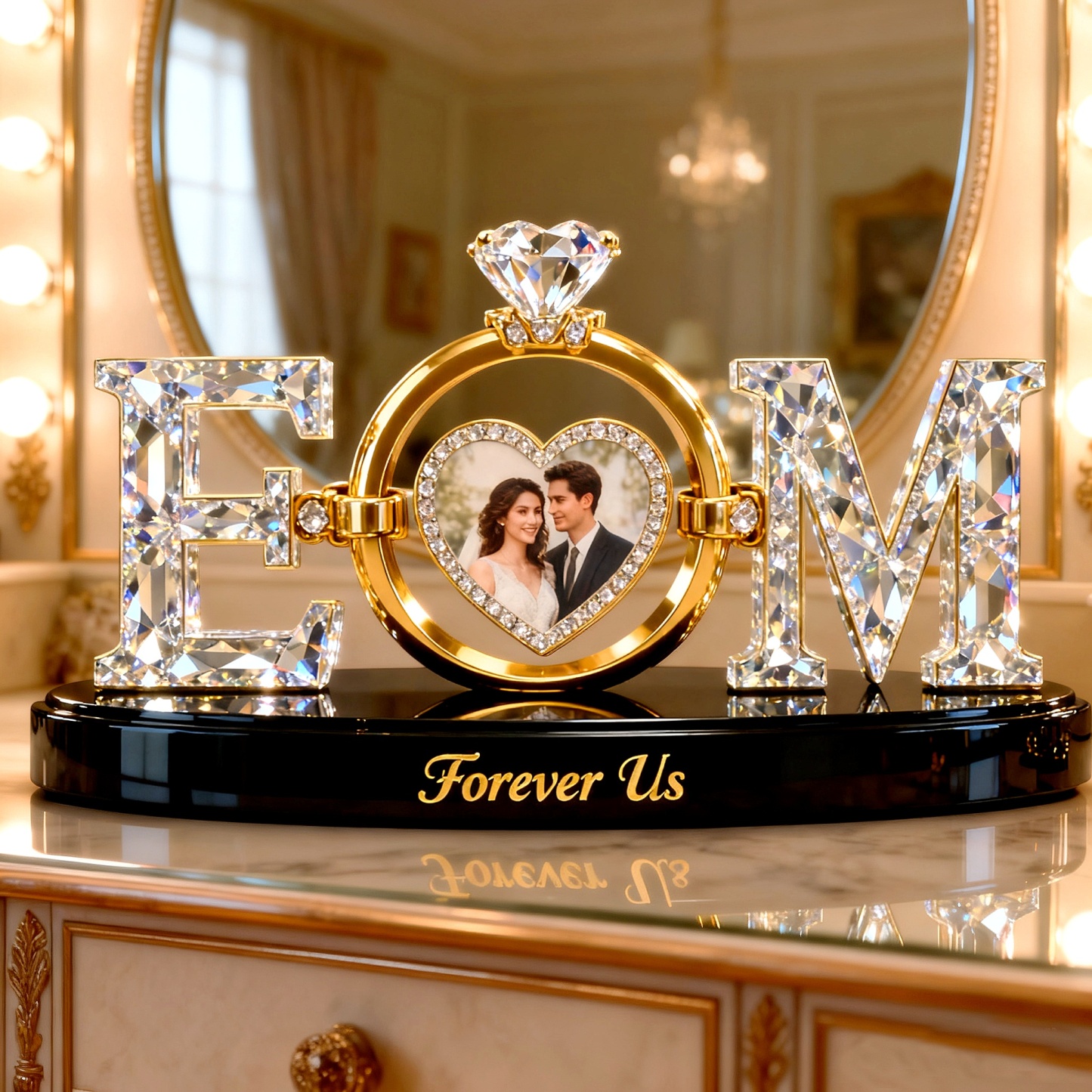 Personal isierte Paar Buchstaben ringe mit Fotos