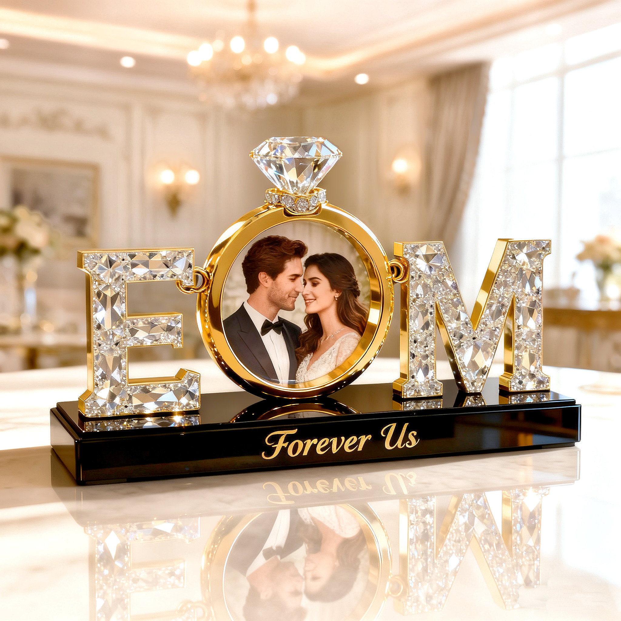 Personal isierte Paar Buchstaben ringe mit Fotos