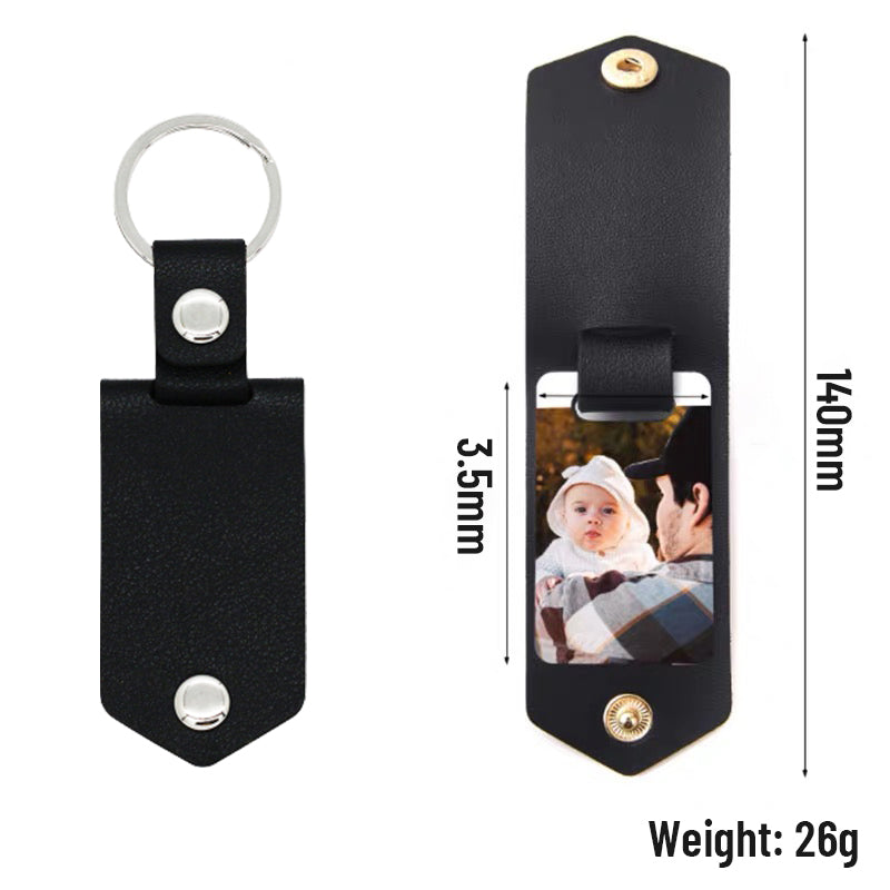 Personalisierter Schlüsselanhänger aus Leder mit Foto und Text als Geschenk zum Jahrestag für Paare