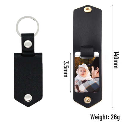 Personalisierter Schlüsselanhänger aus Leder mit Foto und Text als Geschenk zum Jahrestag für Paare