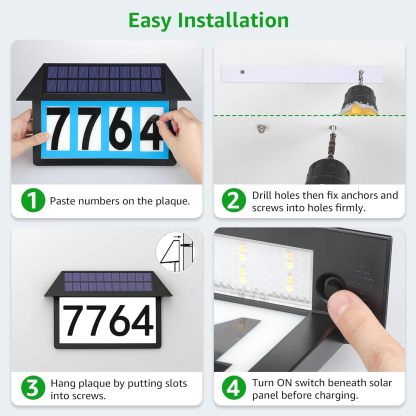 Wall Mounted Solar Home Address Number Sign