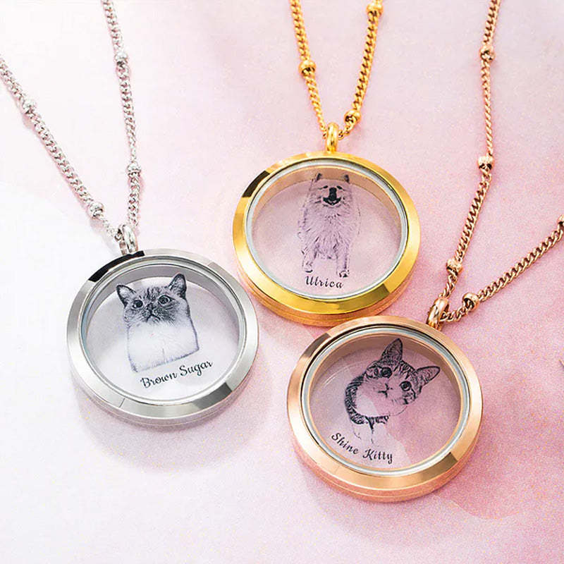 Personalisierte Andenkenkette aus Tierfell mit Portrait, Gedenkschmuck, Haustierverlust-Geschenk für Sie