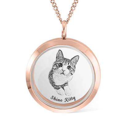 Personalisierte Andenkenkette aus Tierfell mit Portrait, Gedenkschmuck, Haustierverlust-Geschenk für Sie