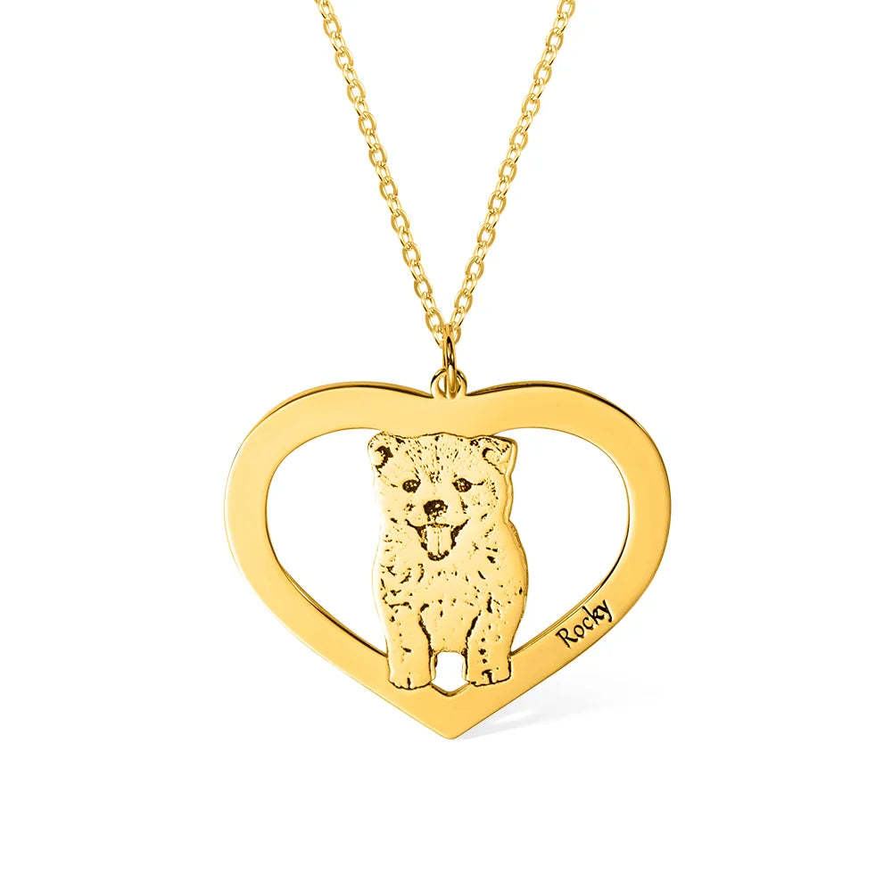 Personalisierte gravierte Herz-Halskette für Hunde und Katzen mit Namen, Geburtstagsgeschenk für Tierliebhaber