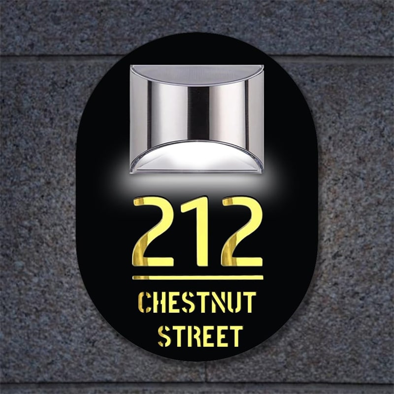 Personalized Solar Cut House Number Sign