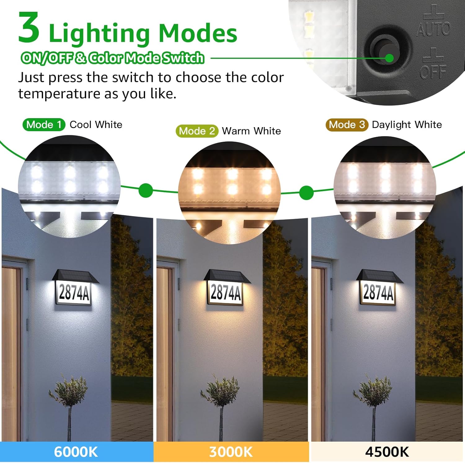 Wall Mounted Solar Home Address Number Sign