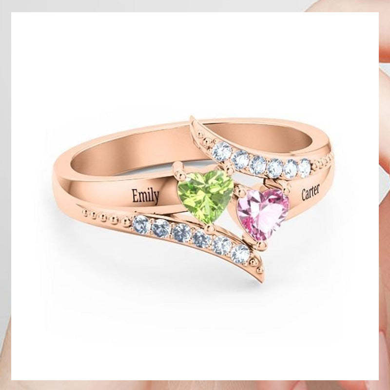 I Love You Forever - Personalized Promise Birthstones Ring