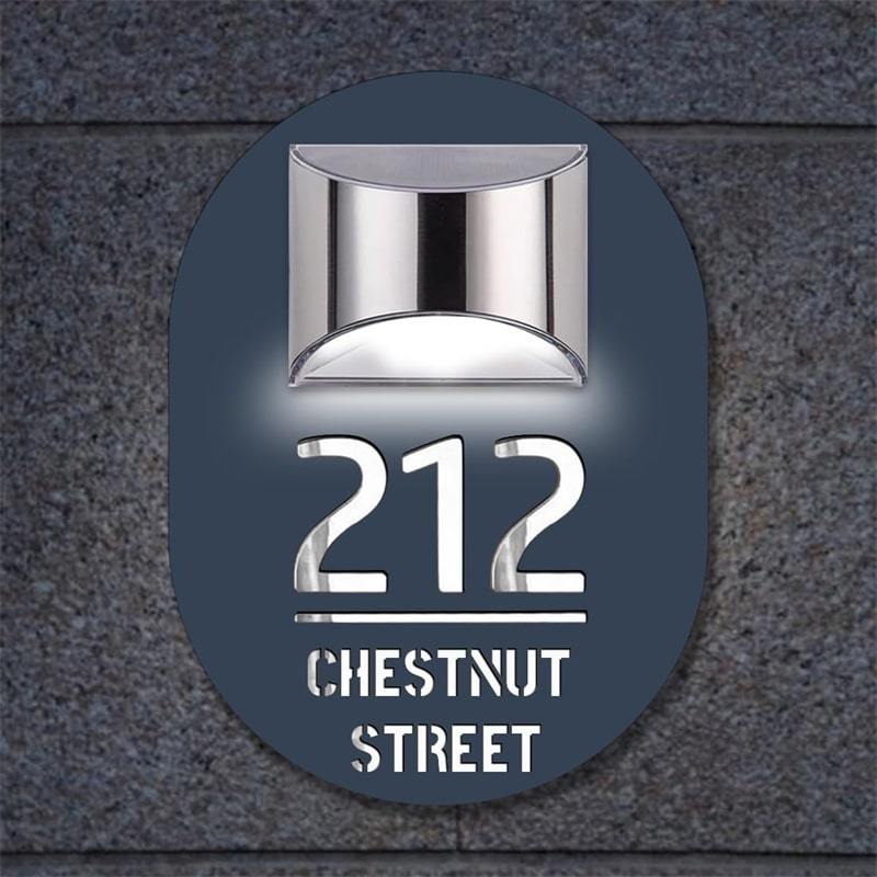 Personalized Solar Cut House Number Sign