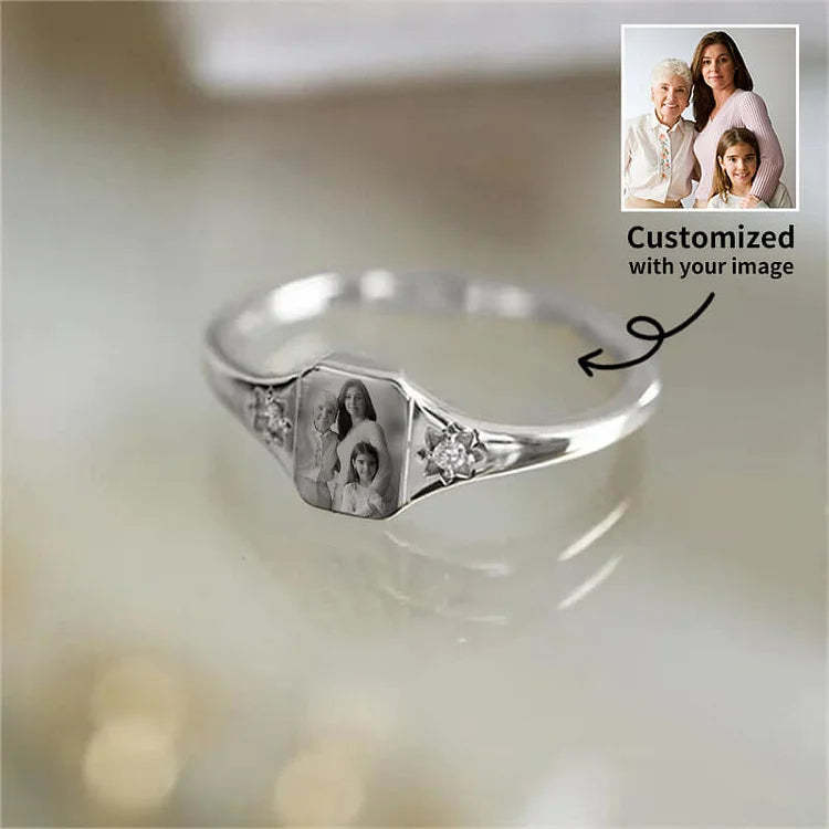 👩❤️👧Mother & Daughter Forever Linked Together-Personalized Birthstone Photo Ring