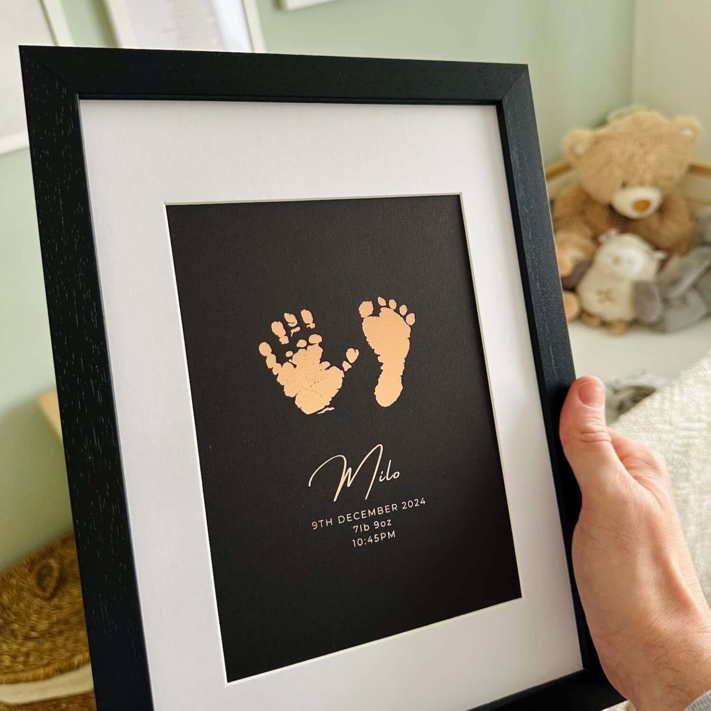 Custom Foiled Baby Hand & Footprint Art Frame