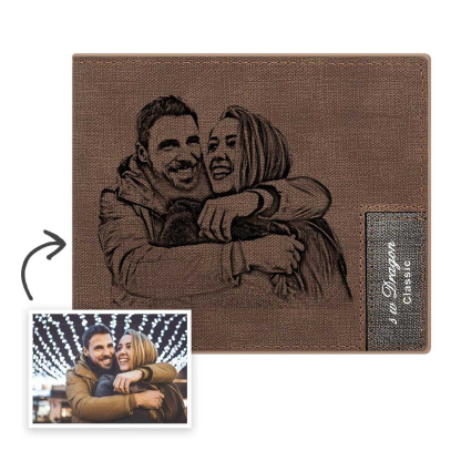 Men's Bifold Custom Photo Wallet Brown Personalized Wallets