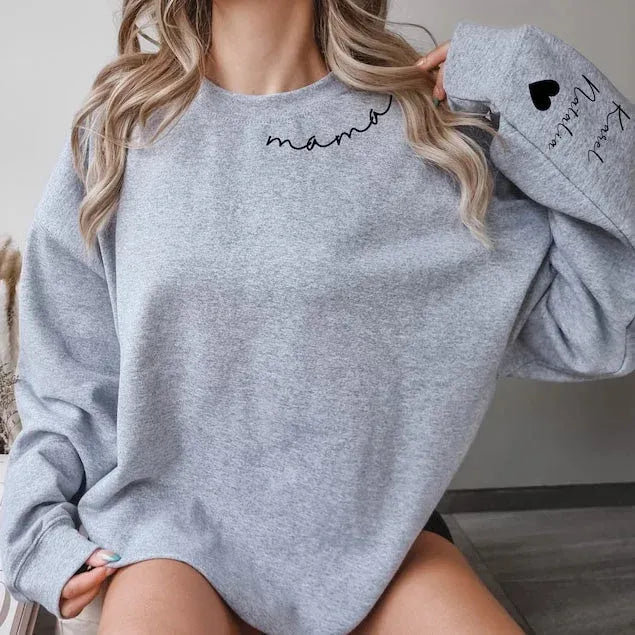 Personalisierter Mama Bestickter Sweatshirt Hoodie