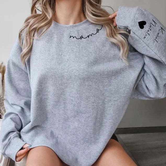 Personalisierter Mama Bestickter Sweatshirt Hoodie