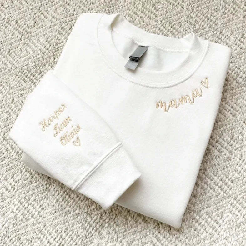 Personalisierter Mama Bestickter Sweatshirt Hoodie