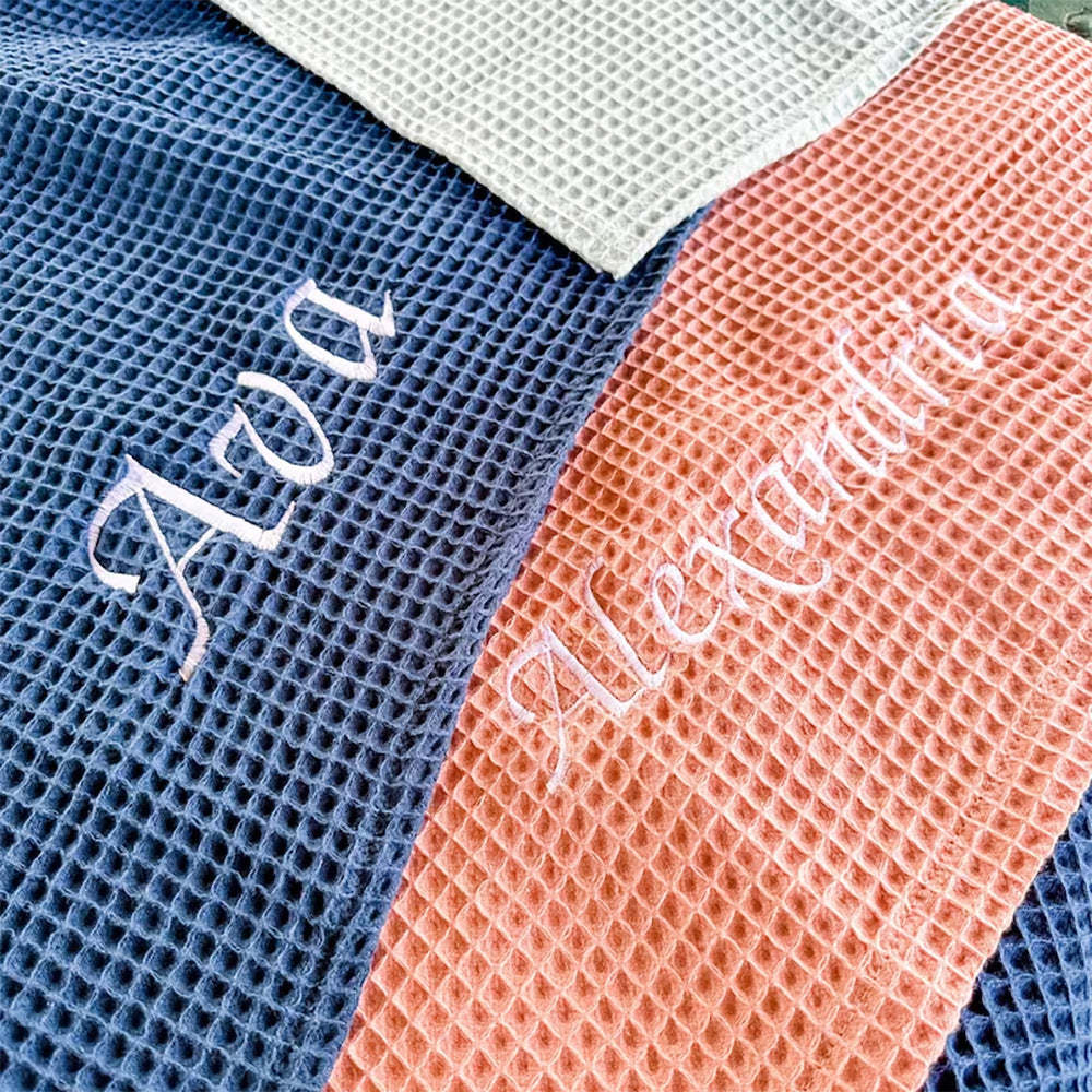 Personalized Embroidery Kids Waffle Bathrobe Cape - Suitable For Children Aged 2-7