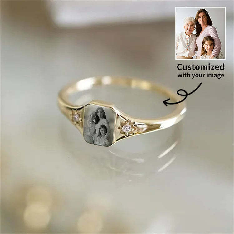 👩❤️👧Mother & Daughter Forever Linked Together-Personalized Birthstone Photo Ring