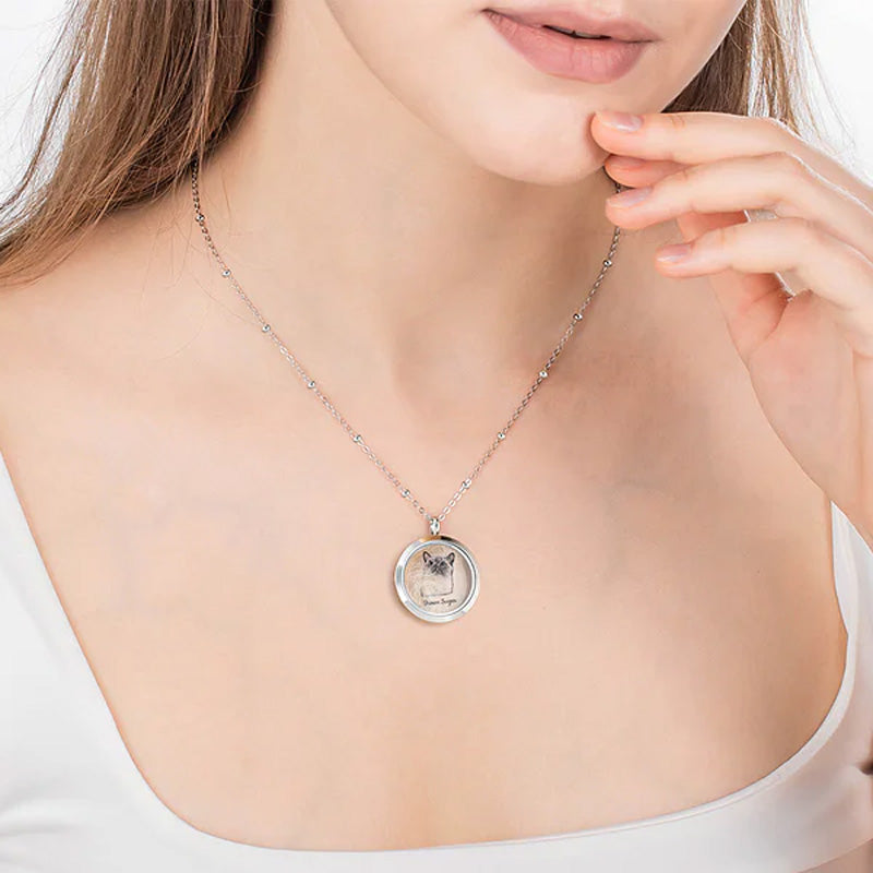Personalisierte Andenkenkette aus Tierfell mit Portrait, Gedenkschmuck, Haustierverlust-Geschenk für Sie
