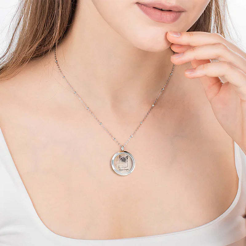 Personalisierte Andenkenkette aus Tierfell mit Portrait, Gedenkschmuck, Haustierverlust-Geschenk für Sie