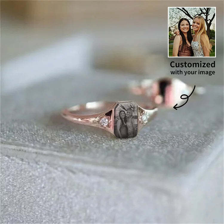 👩❤️👧Mother & Daughter Forever Linked Together-Personalized Birthstone Photo Ring