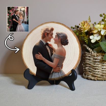 Personalisiertes Holzstapel-Baumringe-Cartoon-Portrait