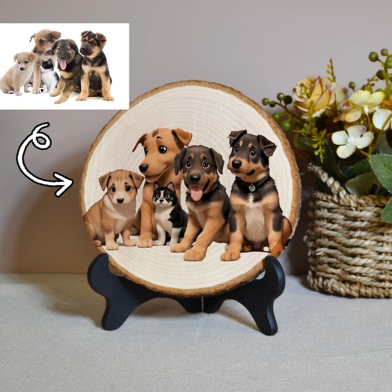 Personalisiertes Holzstapel-Baumringe-Cartoon-Portrait