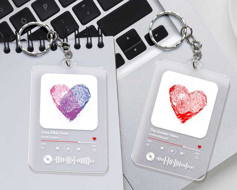 Personalisierter Schlüsselanhänger mit Fingerabdruck-Herz für Paare