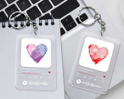 Personalisierter Schlüsselanhänger mit Fingerabdruck-Herz für Paare