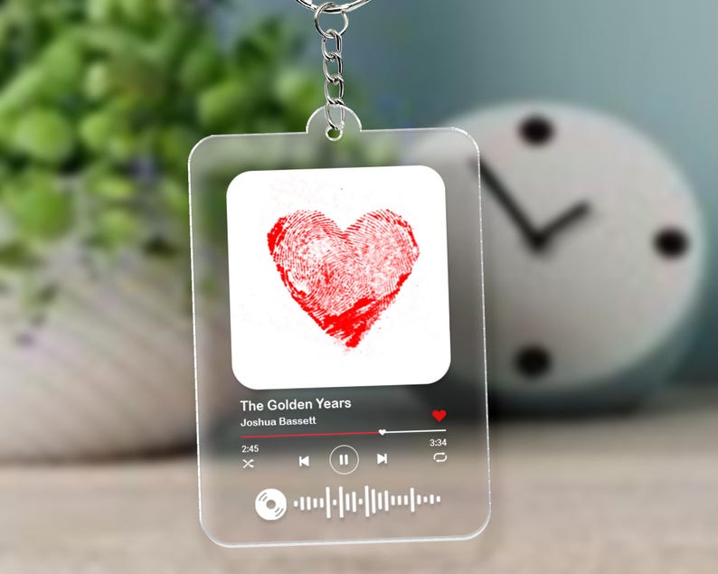 Personalisierter Schlüsselanhänger mit Fingerabdruck-Herz für Paare