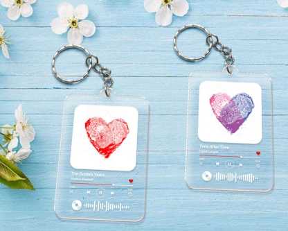 Personalisierter Schlüsselanhänger mit Fingerabdruck-Herz für Paare