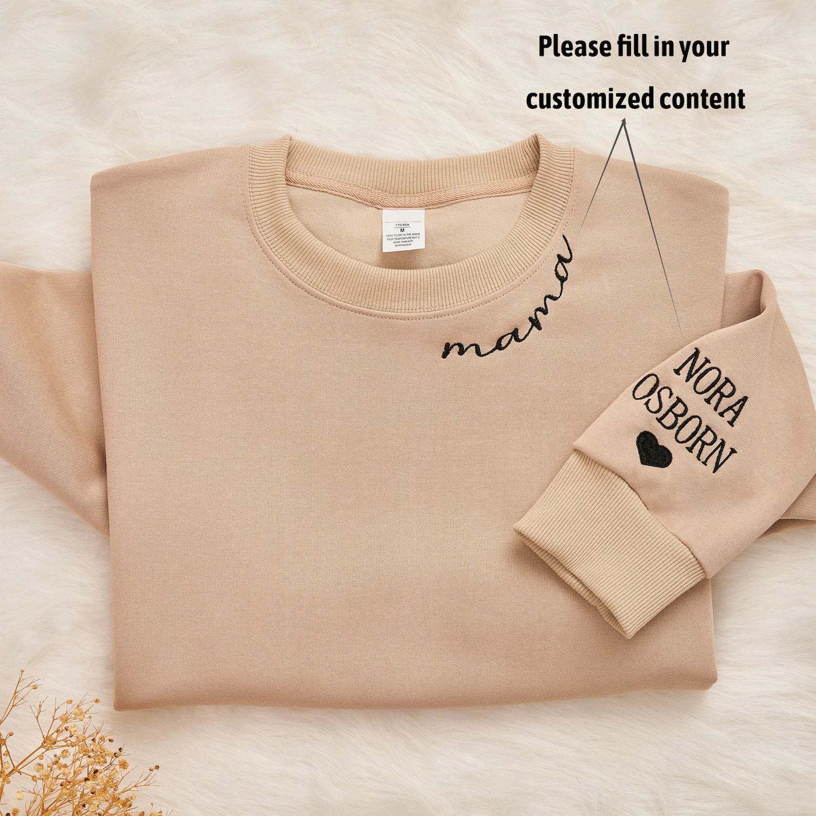 Personalisierter Mama Bestickter Sweatshirt Hoodie