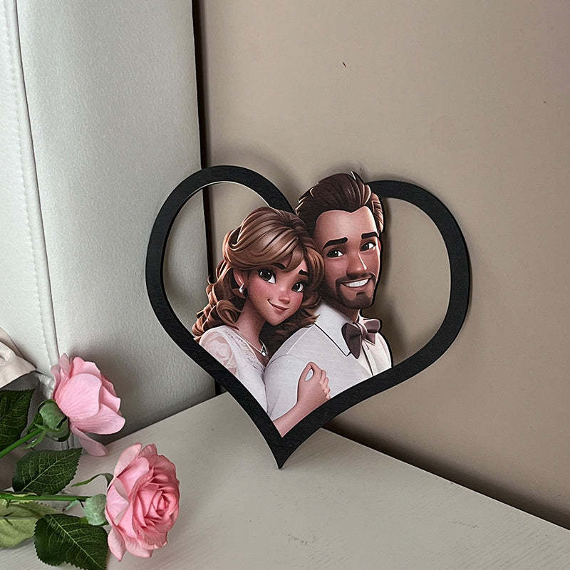 Personalized Cartoon Style Photo Heart-shaped Frame