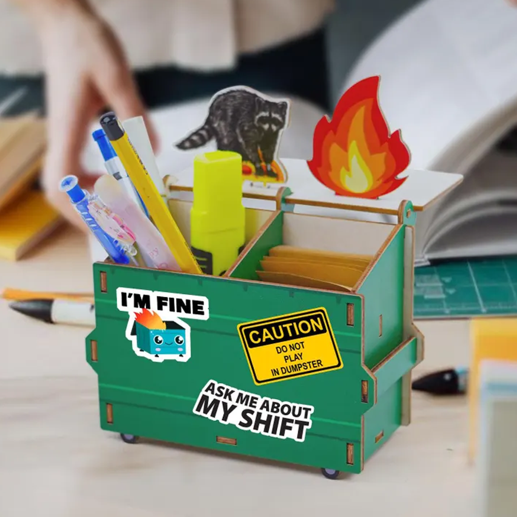 Dumpster Fire Desk Organizer(with 7 pcs sticker)