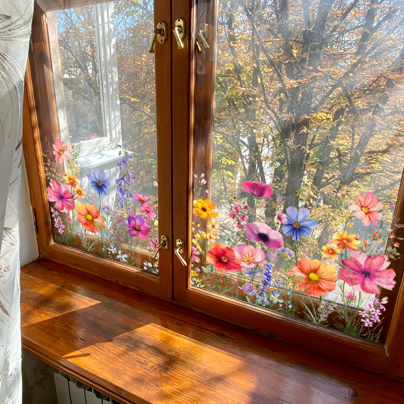 ✨LAST DAY 70% OFF💐Colorful Floral Bouquet Window Sticker🖼️ (Cut to size freely)