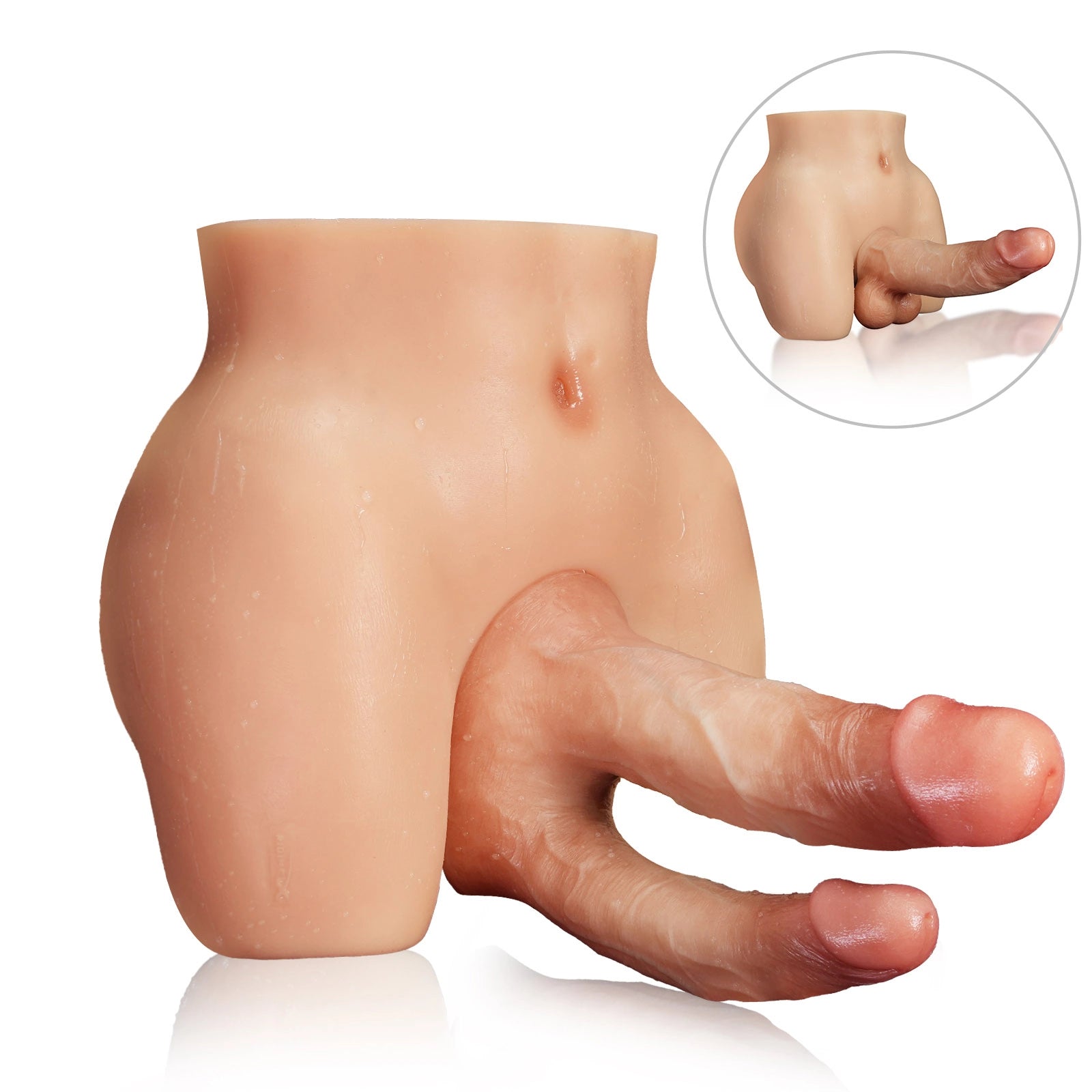 Chris-14LB Full Silikon Big Ass Hane Torso Med Utbytbar Dildo