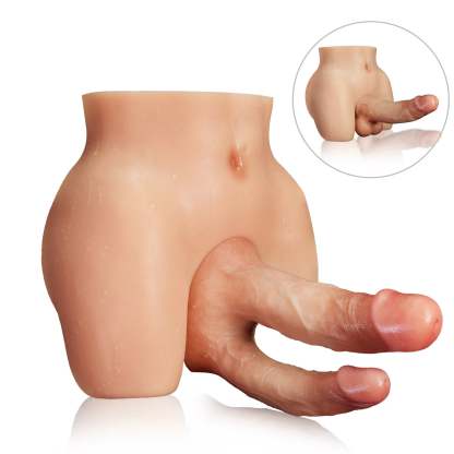 Chris-14LB Full Silikon Big Ass Hane Torso Med Utbytbar Dildo