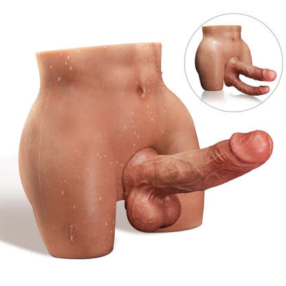 Chris-14LB Full Silikon Big Ass Hane Torso Med Utbytbar Dildo