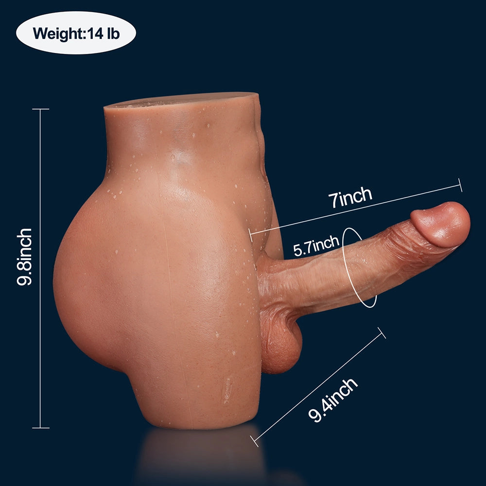 Chris-14LB Full Silikon Big Ass Hane Torso Med Utbytbar Dildo