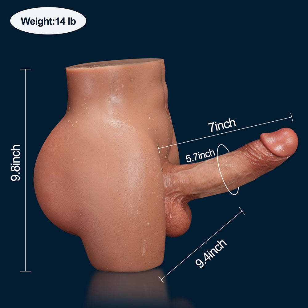 Chris-14LB Full Silikon Big Ass Hane Torso Med Utbytbar Dildo