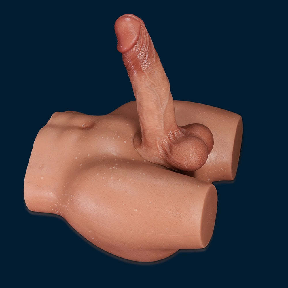 Chris-14LB Full Silikon Big Ass Hane Torso Med Utbytbar Dildo