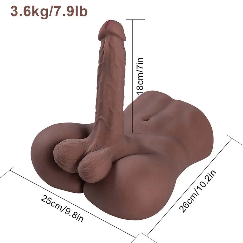 Jesse-7.9LB Brun Torso Dildo för Kvinnor