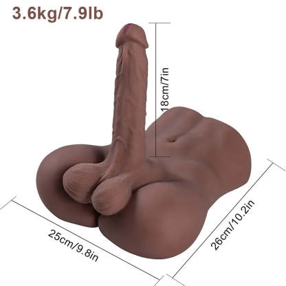 Jesse-7.9LB Brun Torso Dildo för Kvinnor