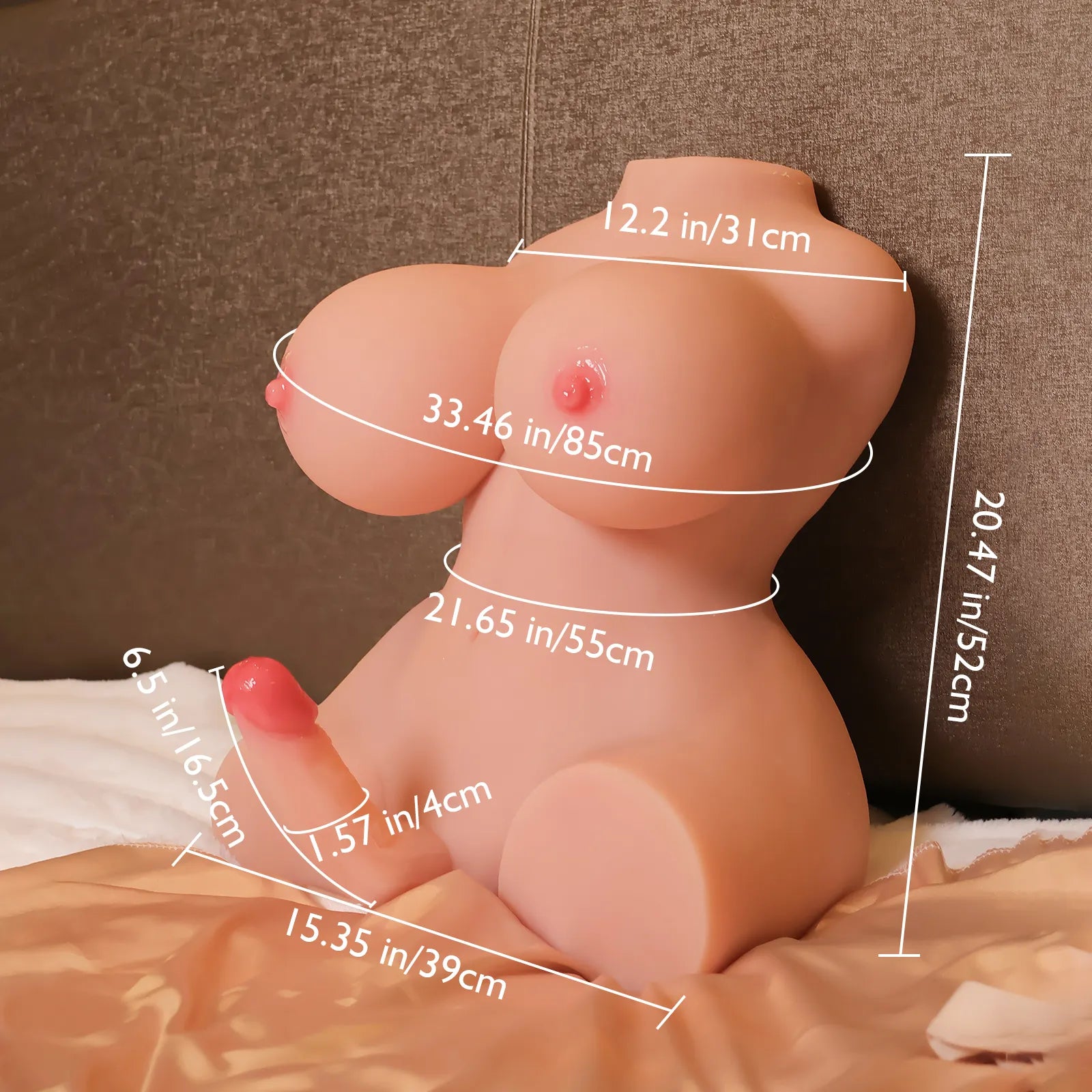 Poy-38.6LB BBW Shemale Sex Torso Med 7.08" Dildo & Vagina