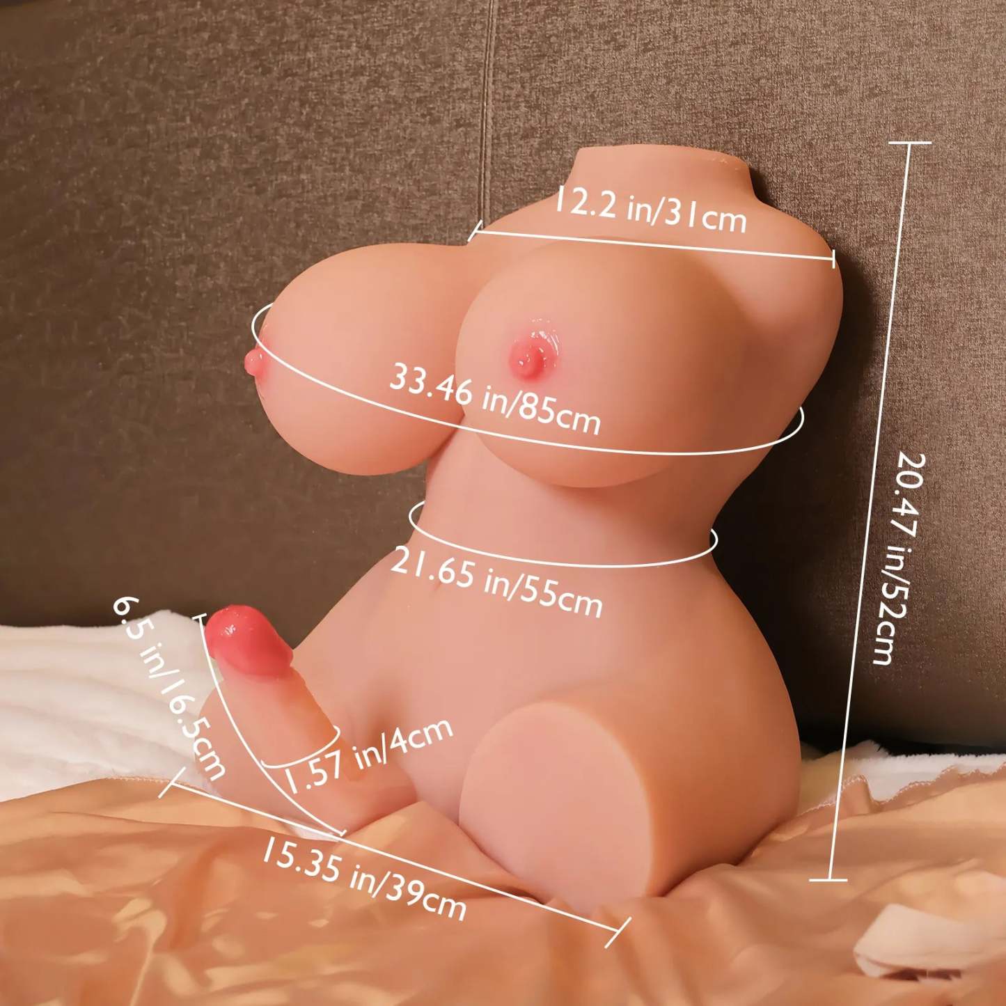 Poy-38.6LB BBW Shemale Sex Torso Med 7.08" Dildo & Vagina