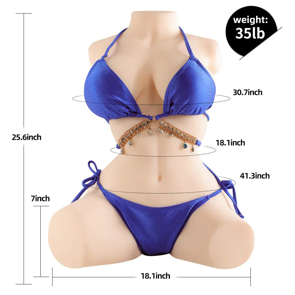 Shelley-35LB Ultra Soft Gel-fylld Bröst Kvinnlig Sex Torso