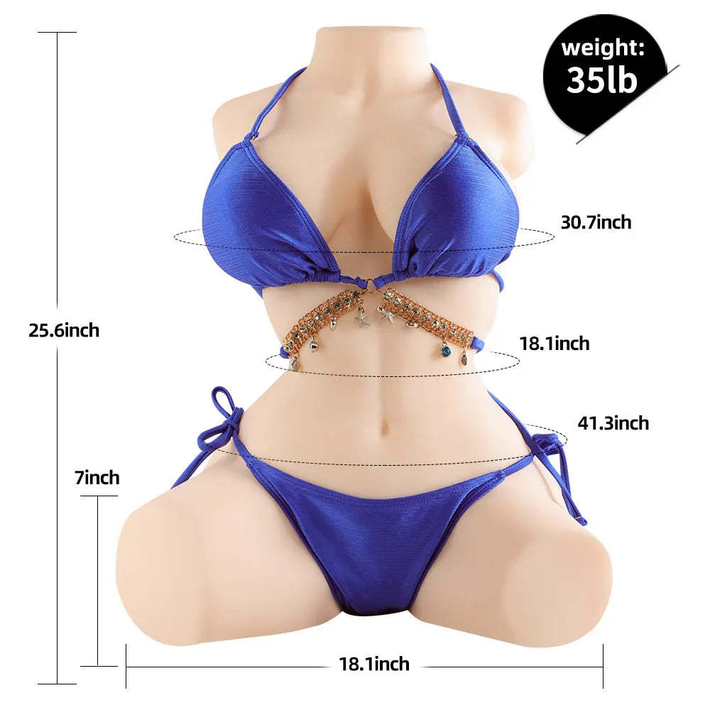 Shelley-35LB Ultra Soft Gel-fylld Bröst Kvinnlig Sex Torso