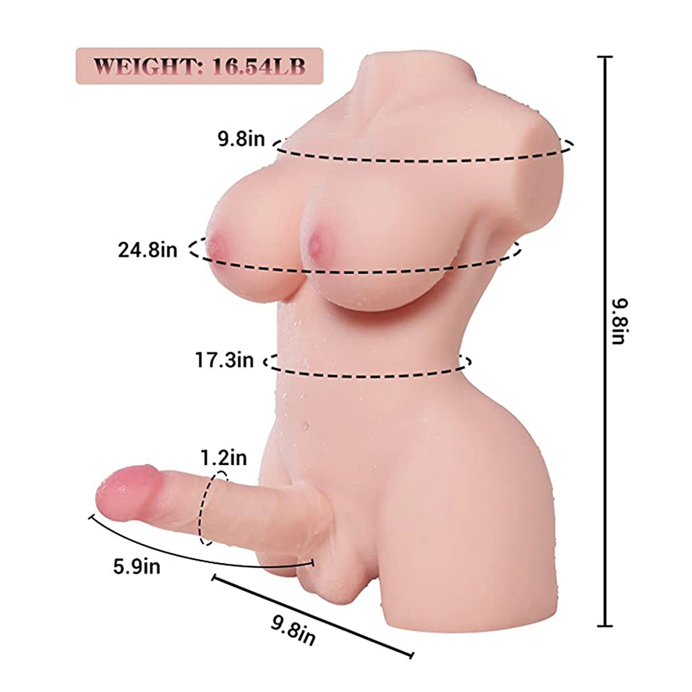 Andre-16.54LB Naturtrogen Shemale Sex Torso med 5,9" Dildo